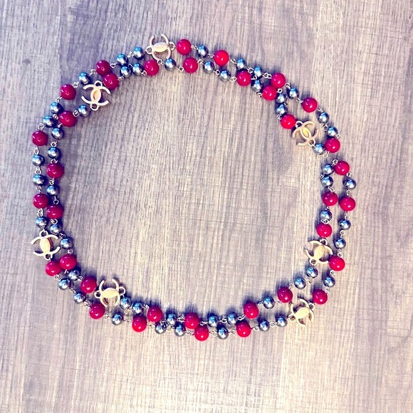 WOW POSHMARK - Authentic Chanel Superstar Red Silver Gold Iconic Necklace 52” - Picture 9 of 16